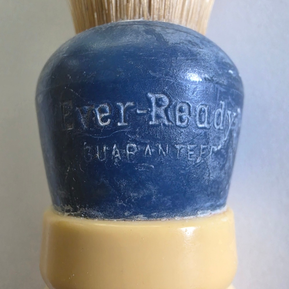 Vintage Ever-Ready 100 Shaving Brush Blue Butterscotch Yellow USA Made 1940s/50s - Picture 3 of 5